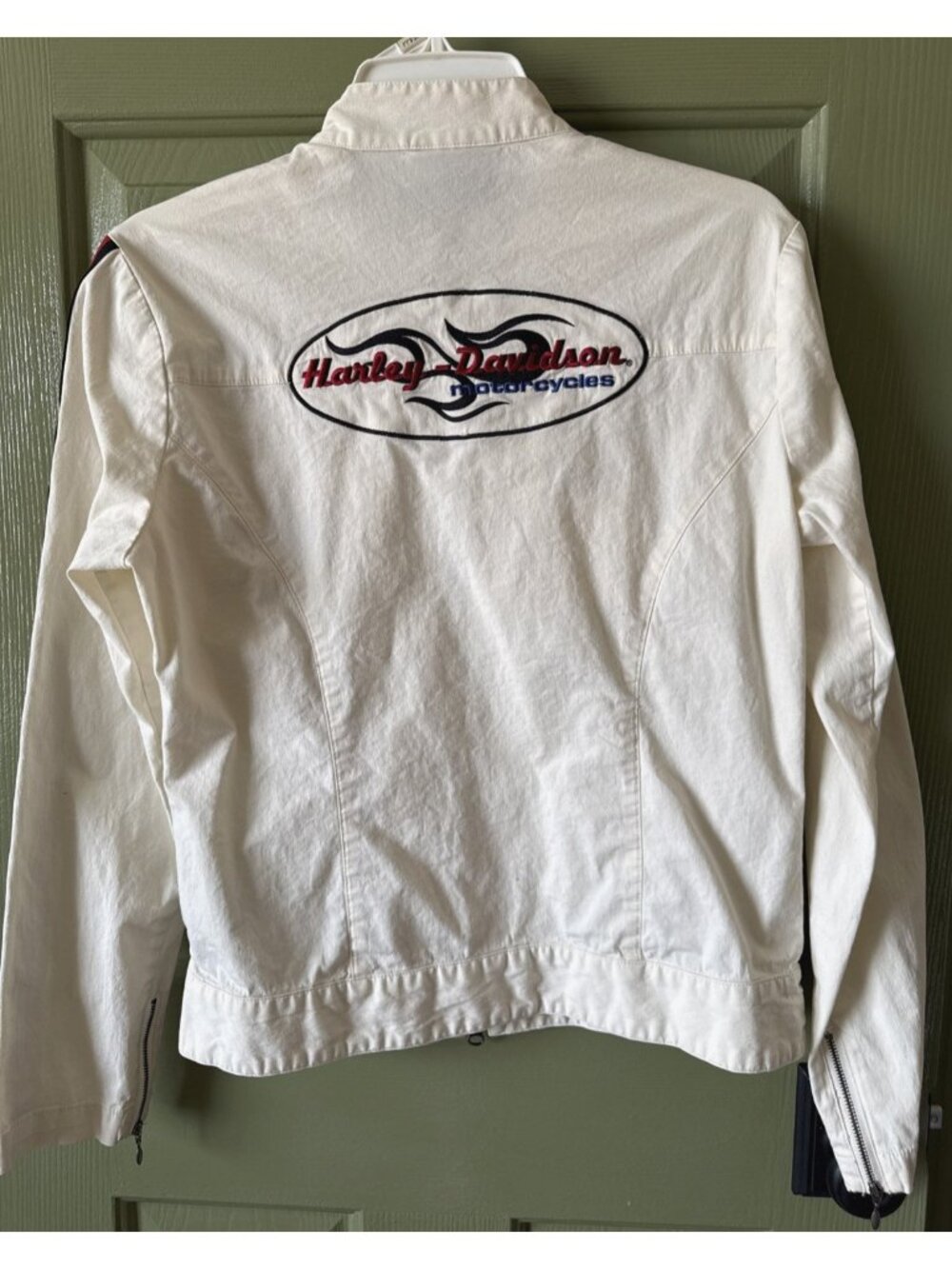 Harley Davidson Short Light Jacket Women M White Logo Full Zip Long Sleeve - Picture 8 of 12